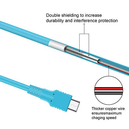 ECHZOVE Charger Compatible with Nintendo Switch, Charging Cable Compatible with Nintendo Switch OLED Model, Charger Cable Compatible with Nintendo Switch Pro Controllers - Blue (4.92ft) - color: Blue