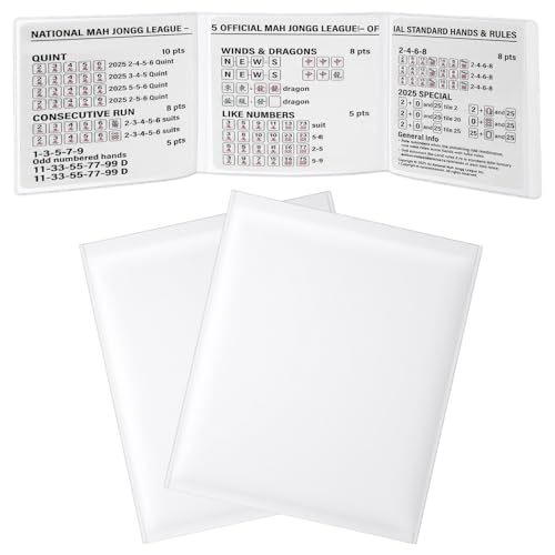 2Pcs Waterproof Mahjong Card Holder Protector Clear 6.1 × 4.96In | 2026, Durable Protective Cover Holder, Frosted Plastic, For NMJL Extra Large Cards, Mahjongg Accessories Gifts