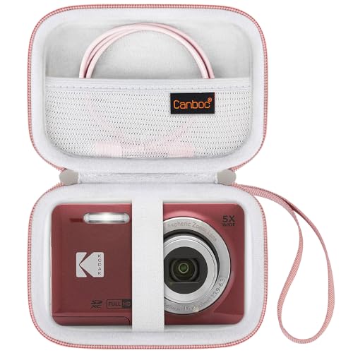 Canboc Hard Case for Kodak PIXPRO Friendly Zoom FZ55 / FZ53 / FZ45 16MP Digital Camera, Mesh Pocket fits SD Card, USB Charging Adapter, USB Cable, Rose Gold - color: Rose Gold