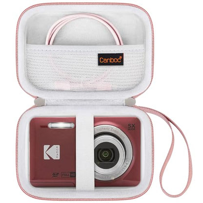 Canboc Hard Case for Kodak PIXPRO Friendly Zoom FZ55 / FZ53 / FZ45 16MP Digital Camera, Mesh Pocket fits SD Card, USB Charging Adapter, USB Cable, Rose Gold - color: Rose Gold