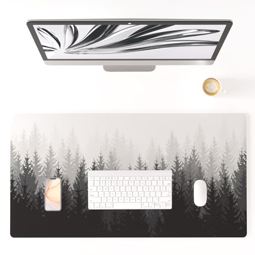 Colorful Star Waterproof Leather Large Dark Forest Desk Pad, 31.5" x 15.7" | Keyboard Desk Mat and Gaming Mouse Pads for Office, Desk Décor Non-Slip Blotter Writing Pad, Desk Accessories for Women Men - color: Dark Forest, size: 31.5" x 15.7"