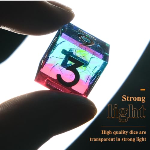 1Pcs D6 DND Dice with Resin Sharp Edge D&D Dice, Random Color and Style 6 Sided Dice 16mm Handmade Polyhedral for DND Roleplaying Games - color: D6-resin Red Blue