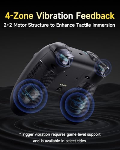 EasySMX X05Pro Wireless PC Gaming Controller with Smart Charging Dock – Full Quiet Buttons, Dual-Stage Linear Triggers, 8-Way D-Pad, Programmable Buttons, Hall Effect Joysticks, 1000mAh Long Battery Life, 1000Hz Polling Rate, Compatible with PC/Switch/And