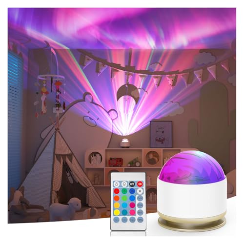 HUMIIEYE Northern Lights Projector, 13 Colors Aurora Night Light Projector for Bedroom, 3 Timers, Remote Galaxy Light Projector, Memory Function Dimmable Mood Lighting for Playroom Kids Teen Girl Gift - color: Polychromatic