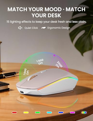 Wireless Keyboard and Mouse Combo, RGB Backlit, Rechargeable & Light Up Letters, Full-Size, Soft Typing, Sleep Mode, 2.4GHz Quiet Keyboard Set for Mac, Windows, Laptop, PC, Trueque KM42Pro | Light Up Letters, Full-Size, Soft Typing, Sleep Mode, 2.4GHz Qui