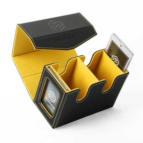 SANZIE Card Deck Box for MTG Commander Deck Box with 2 Toploaders (Black) | Card Storage Box with Commander Display, Fits 240+ Single Sleeved Trading Cards, PTCG TCG Deck Box for Trading Cards - color: Black