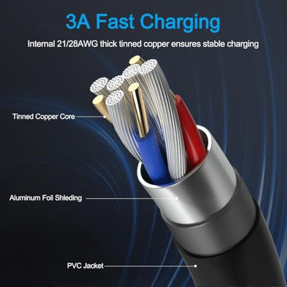 SCOVEE PS5 Controller Charger Cable for Xbox Series S X,USB C Charging Cord | charged and Play simultaneously,durable,long,Data Cable Accessories for Playstation 5 DualSense,Slim/Pro Play NS Switch - size: 10ft