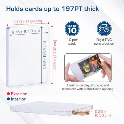 BCW 197 PT. Thick Card Topload Holder - Pack of 10 | Durable Rigid PVC Toploader | Toploaders for Memorabilia, Jersey, Patch, and Relic Cards | Ideal for Collectors and Hobbyists