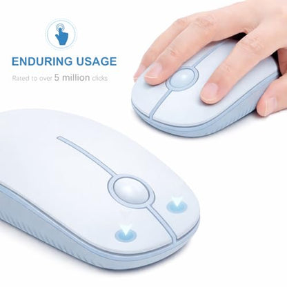 VssoPlor Wireless Mouse, 2.4G Slim Computer Laptop Mouse, Light Blue | Portable Mouse, Plug & Play USB Nano Receiver, Quiet Silent Optical Mice for Notebook, PC, Laptop, Computer, Windows, Mac - color: Light Blue