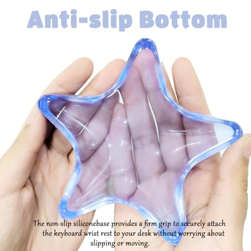 Gel Wrist Rest for Keyboard and Mouse Transparent Blue Sea Star Elbow Pad Cushion Ergonomic Cute Clear Cool Mouse Wrist Pad Silicone Non-Slip Support for Computer Gaming Office Hand Pillow Ocean Beach - color: Star Blue