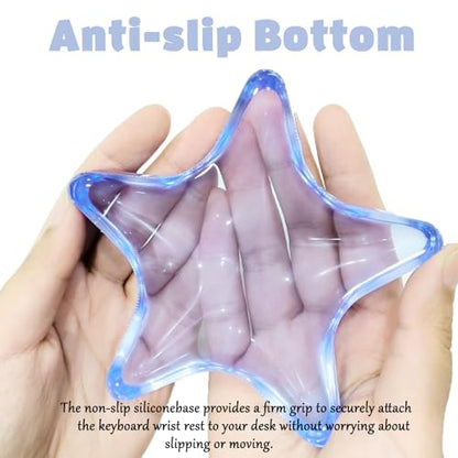 Gel Wrist Rest for Keyboard and Mouse Transparent Blue Sea Star Elbow Pad Cushion Ergonomic Cute Clear Cool Mouse Wrist Pad Silicone Non-Slip Support for Computer Gaming Office Hand Pillow Ocean Beach - color: Star Blue