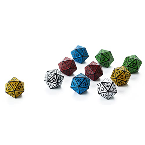 SmartDealsPro 10-Pack Retro 26mm Large 20 Sided Dice D20 Polyhedral Dice for DND RPG MTG Table Game(Mix Retro Color) - color: Mix Retro Color