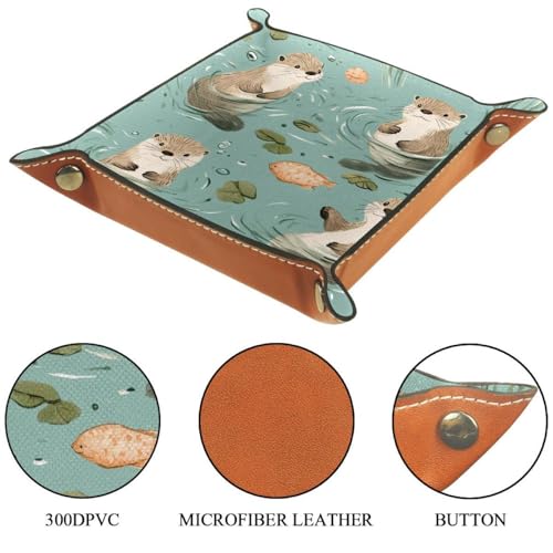 Dice Trays Otters Holder Storage Box for Dice Games Like RPG DND, Leather Dice Holder Portable Folding Rolling Dice Tray, 16x16cm - color: Multi 8
