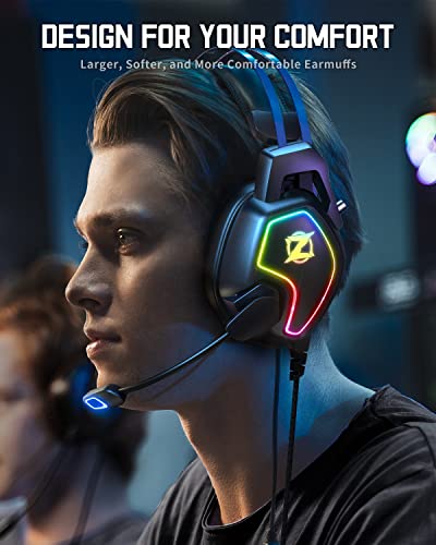 Gaming Headset for Xbox One Series X/S Ps5, Ps4, PC Switch, Noise Canceling Headphones with Microphone, 3.5mm Audio Jack, Auto-Adjust Headband