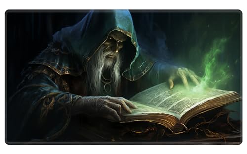 Card Playmat 70 x 40 cm Game Mats Tabletop Magic for MTG/TCG Cards, Trading Card Game Playing Stitched Commander Deck Gaming Desk Duel Mat Card Gameplay Mats, Cloaked Sorcerer - color: Cloaked Sorcerer, size: 27.5"X15.7"