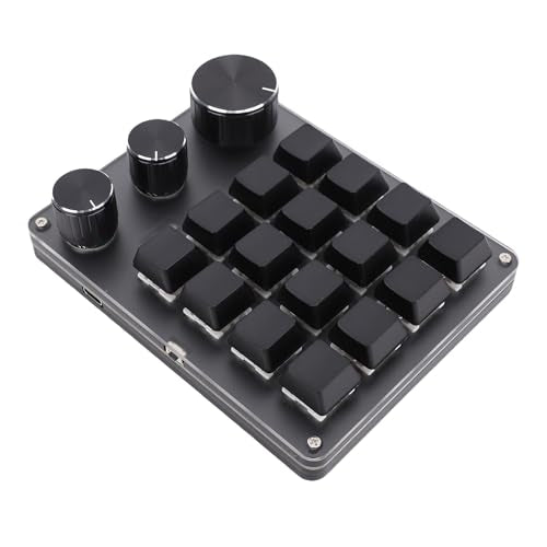 Macro Pad, Macro Keyboard, Programmable Keypad Customized, 16 Key Mini Mechanical Gaming Keyboard, One Handed, Wired for W OS X (Black) - color: Black