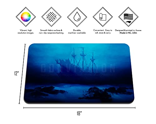 Ancient Shipwreck Ocean Neoprene Playmat Custom Made Board Game Mat for MTG TCG CCG LCG (18" x 12") - size: 18" x 12"