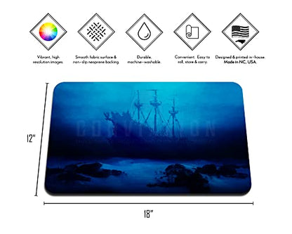Ancient Shipwreck Ocean Neoprene Playmat Custom Made Board Game Mat for MTG TCG CCG LCG (18" x 12") - size: 18" x 12"