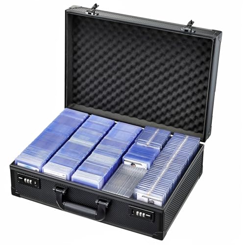 Card Storage Box for 3" x 4" 35pt Toploaders, Sports Cards Case with Lock, Trading Card Storage Box Holds 750 Top Loaders or 190 Magnetic Holders, Card Collection Box for Collectors, X-Large - size: 5-Row