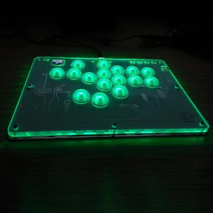 Arcade Stick 16Keys All-Button Gamerfinger with Turbo Functions & Custom RGB,Arcade Controller Street Fight for PC/PS3/PS4/Switch/Steam Game Keyboard-Supports Hot Swap & SOCD