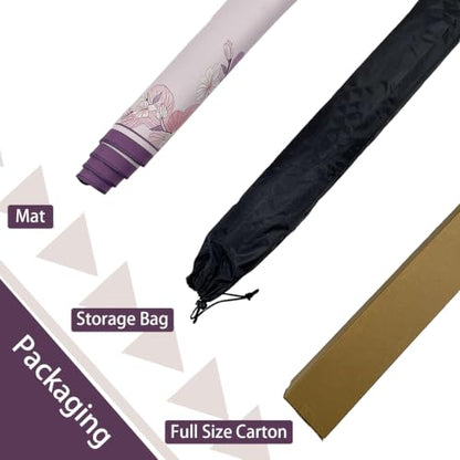 Mahjong Mat for Table, 31.5 x 31.5 Inch | Pink&Purple Flower, Portable Packaging Bag, Non-Slip, Noise Reduce, Water-Absorbent, For Card Games/Dominoes/Board Games