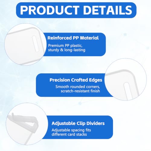 30 Pcs Card Box Dividers, PP Trading Card Dividers Clip, Adjustable Plastic Dividers for Storage Boxes, Storage Separator Clips the Cardboard Side Wall for Baseball MTG TCG Sports Cards Organizer
