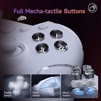 EasySMX X20 Wireless Gaming Controller with RGB Backlit, 2-Stage Hall Effect Stick, 1000Hz Polling Rate, 6-Axis Gyro on Multi-Platform, Mech Buttons- Compatible with PC/Switch/Steam/Android | RGB Backlit, 1000Hz Polling Rate, 6-Axis Gyro on Multi-Platform