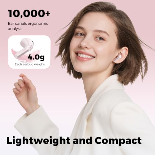 SoundPEATS Air6 HS Wireless Earbuds, Bluetooth 6.0, LDAC Hi-Res Audio for HiFi Sound, 13mm Dynamic Driver, Total 45H, Quick Charging, IPX5 Resistant, Comfortable Fit, ENC Noise Canceling, App, Pink - color: Pink