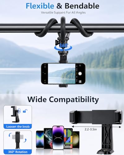 UBeesize Vlogging Kit for Phone with 2 Wireless Mics, 2 Tripods & LED Light | Content Creator Essentials, 64" Tripod, Flexible Tripod, 2 Lavalier Mics, LED Fill Light, Phone Holder & Bluetooth Remote