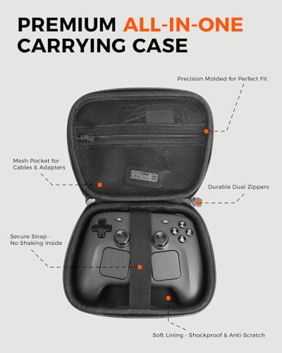 NINKI Portable Travel Case for Steam Controller 2 Carrying Case 2026, Hard Shell Full Protective Storage with Inner Pocket Hand Carry Pouch for Steam Controller 2 Traveling Game Bag Accessories, Black