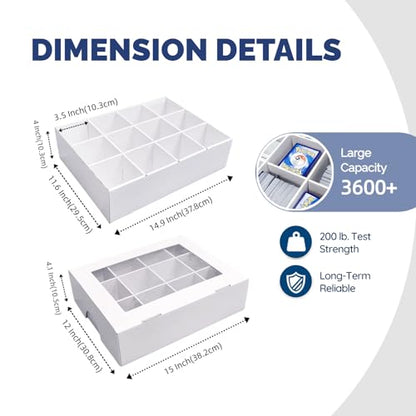 2 Set Clear Window Sports Card Storage Boxes, 3120 Count Total, Multi-Way Classification Organizer for Baseball, Sports & TCG Trading Card Games