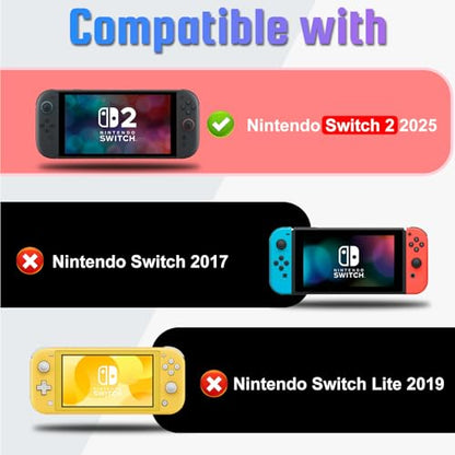 Slim Carrying Case for Nintendo Switch 2 2025, Protective Travel Case with Soft Lining, 12 Game Card Slots, Portable Carry Bag for Switch 2 Console Protection - color: Black Sliver