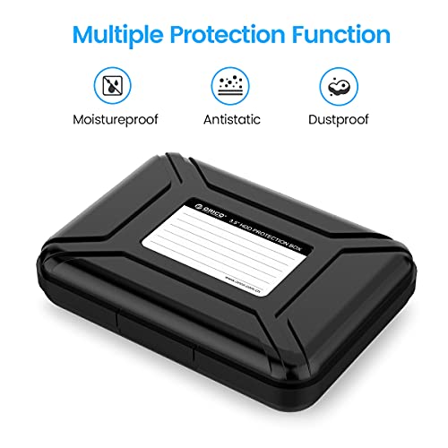 ORICO Hard Drive Case 3.5 inch HDD Storage Carrying Case Anti-Static and Shockproof External Hard Drive Portable Case, Compatible with WD, Seagate, Toshiba, Samsung, Hitachi, Crucial-PHXBK - color: Black