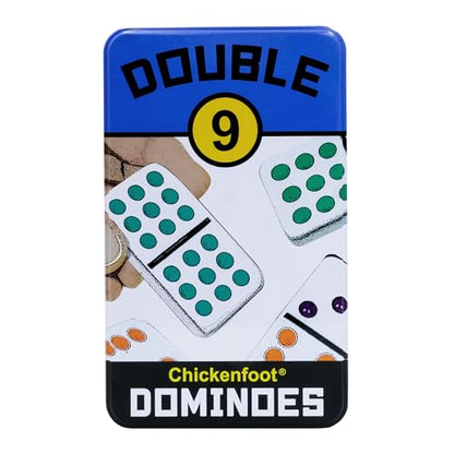 Double 9 Domino Game Travel Tin, Portable Family Game, Ages 8+