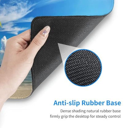 Beach Mouse Pad XL Large Mousepad Non Slip Rubber Base Desk Mat for Laptop Computer Gaming 31.5" X 12" - color: Beach
