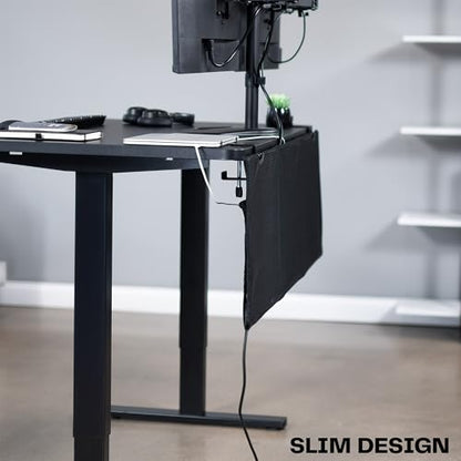 VIVO Black Clamp-on 48 inch Desk Cable Management Sleeve, DESK-SKIRT-48P | Privacy Desk Skirt, Cable Organizer, Wire Hider Kit Panel System - size: 48" Panel