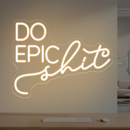 Do Epic Neon Sign, Minimalist Motivational LED Wall Decor for Home Office | Bold Motivational Quote for Home Offices, Workspaces, Studios and Gyms - color: Do Epic-Warm White