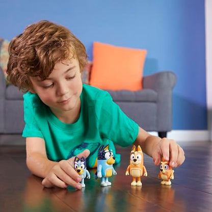 Bluey Family Figure 4-Pack, Poseable Toys with Bingo & Bandit | Movable arms & legs, portable size for on-the-go play; toddler figurine toys for kids ages 3+, thoughtful gift - style: Bluey & Family