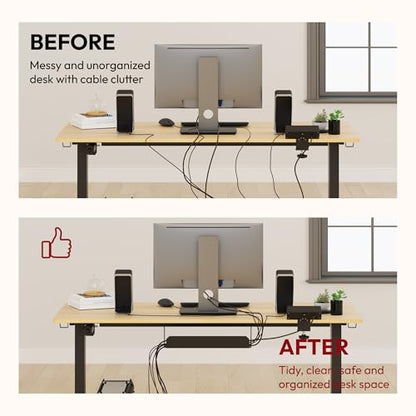 SANODESK Electric Standing Desk with Desk Clamp Power Strip 40"x 24" Whole-Piece Desktop Height Adjustable Stand Up Desk with Cable Management Sit Stand Home Office Desk Black Frame/Maple Top - color: Black Frame+maple Top, size: 40"x24"