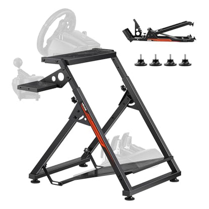 VEVOR Racing Wheel Stand, Adjustable & Foldable Simulator Stand for Logitech G923 G920 G29 G27, Thrustmaster T300RS TX F458 T500RS T3PA-PRO(F1/GT) Gaming Cockpit,Pedals Simulator NOT Included,Compact - size: X-shaped lite