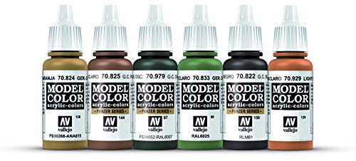 Vallejo - WWII German Waffen SS Model Color Paint Set | Historic Military Shades | Brush & Airbrush Compatible Acrylic Colors | Pro Modeler Collection | 6 bottles x 18 ml. (0.6 fl.oz) - style: WWII German Waffen SS