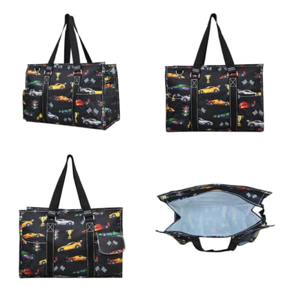 NGIL Utility Water Resistant Tote Bag | Work Tote for Women, Nurse Bag, Teacher's Choice Purse, Gym Bag, Everyday Organizer Top Zipper Closure - color: Racecar-black