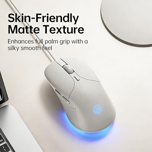 DGMINMU B2 Wired Gaming Mouse, Silent Click Ergonomic Mouse with 7200 DPI Adjustable, RGB Backlit, 6 Programmable Buttons, Braided Cable for PC, Mac, Laptop, Gaming & Office Use (B2-W) - color: B2-W