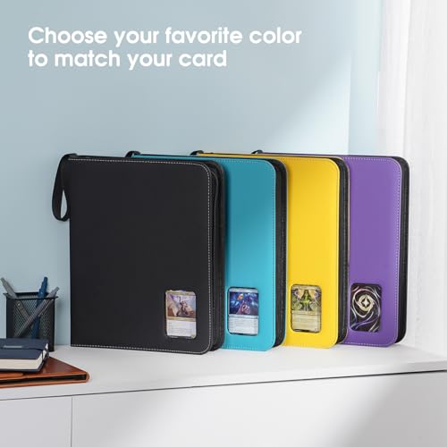 ProCase 900-Pocket Card Binder with Clear Window -Black | 9 Double-sided Pockets, Trading Cards Colletction Album Holder, Removable Sleeves, Holds MTG, TCG, Sports & Football Cards - color: Black