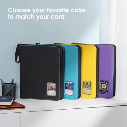 ProCase 900-Pocket Card Binder with Clear Window -Purple | 9 Double-sided Pockets, Trading Cards Colletction Album Holder, Removable Sleeves, Holds MTG, TCG, Sports & Football Cards - color: Purple