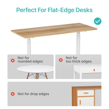 Desk Side Storage Organizer, Fits Flat Edge 0.4" to 2.2", White | No Drill Under Desk Laptop Holder, Clamp on Desks Shelf with Pegboard Accessories, Hanging Laptop Mount - color: White