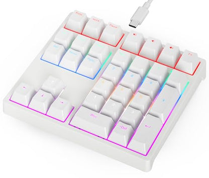 Gurjot Number Pad，Mechanical USB Wired Numeric Keypad with RGB LED Backlit,34 Keys Numpad Keyboard with PBT Keycaps Blue Switches for Windows/Mac Laptop,Computer,Desktop,PC,Notebook (White) - color: white