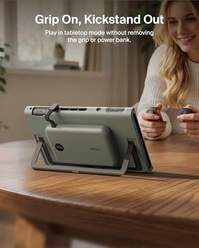 Belkin Nintendo Switch 2 Grip Charging Case with 10000mAh Power Bank 30W | Magnetically Attachable Custom 10000mAh Power Bank with Ergonomic Nonslip Grip, Quick Release, Dockable, Built-in Kickstand - color: Olive, style: Charging Grip