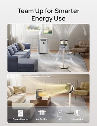 Dreo Pedestal Fan with Smart Control, 43'' Inches, 150°+120° Omni-Directional Oscillating Quiet Fans for Bedroom, 110ft Circulator Fan with DC Motor, 9 Speeds, 6 Modes, 12H Timer, Wi-Fi/Voice/Alexa - color: Gold