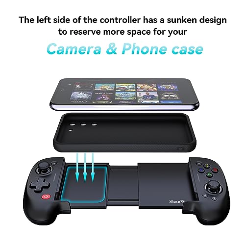 ShanWan Mobile Game Controller for Android with Upgrade Design PHONE CASE Support Phone Controller - PS Remote Play, Xbox Cloud, Steam Link, GeForce NOW, MFi Apple Arcade Games-Long Battery Life - size: For Android